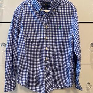 Ralph Lauren Blue and White Gingham Boy’s Button Down Shirt, Size S (8)